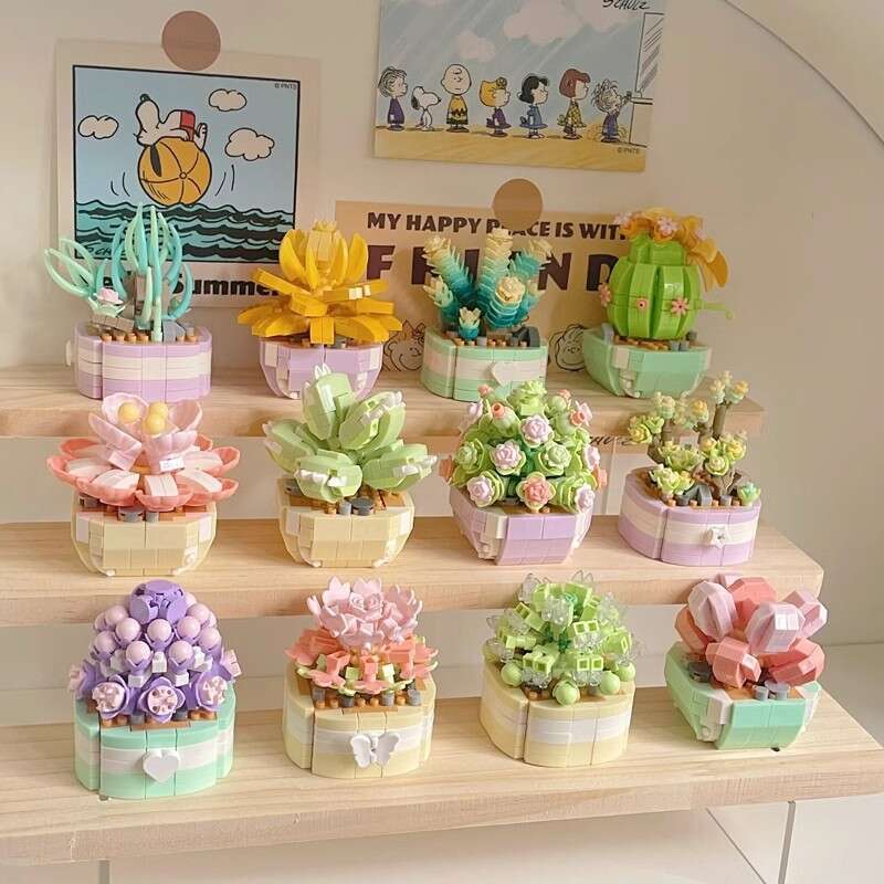 Flower Building Blocks Set, DIY Potted Plant Bouquet Kit for Home Decor - view 4