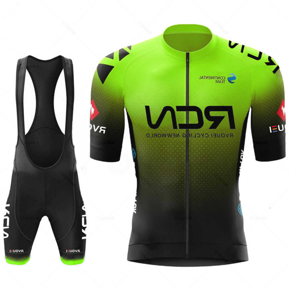 Fluorescent Green Cycling Sets Rvouei Mountain Bike Uniform Summer Mans Cycling Jersey Set Road Bicycle Jerseys MTB Bicycle Wear M260616