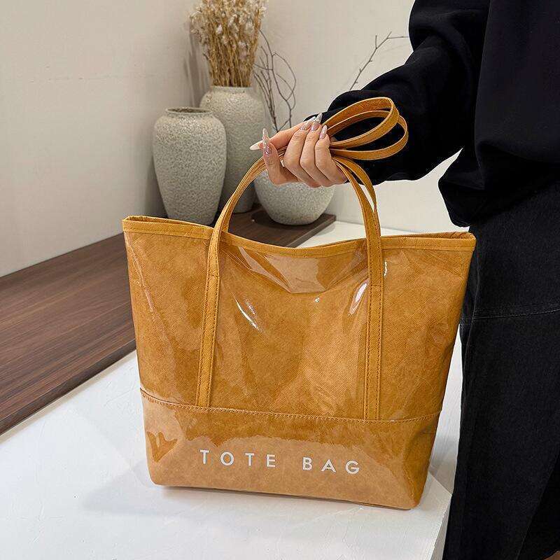 3 2 pcs set Women Summer PVC Transparent Composite Bags Set Shoulder with Purse Waterproof Beach Tote Casual Bag 240730 4