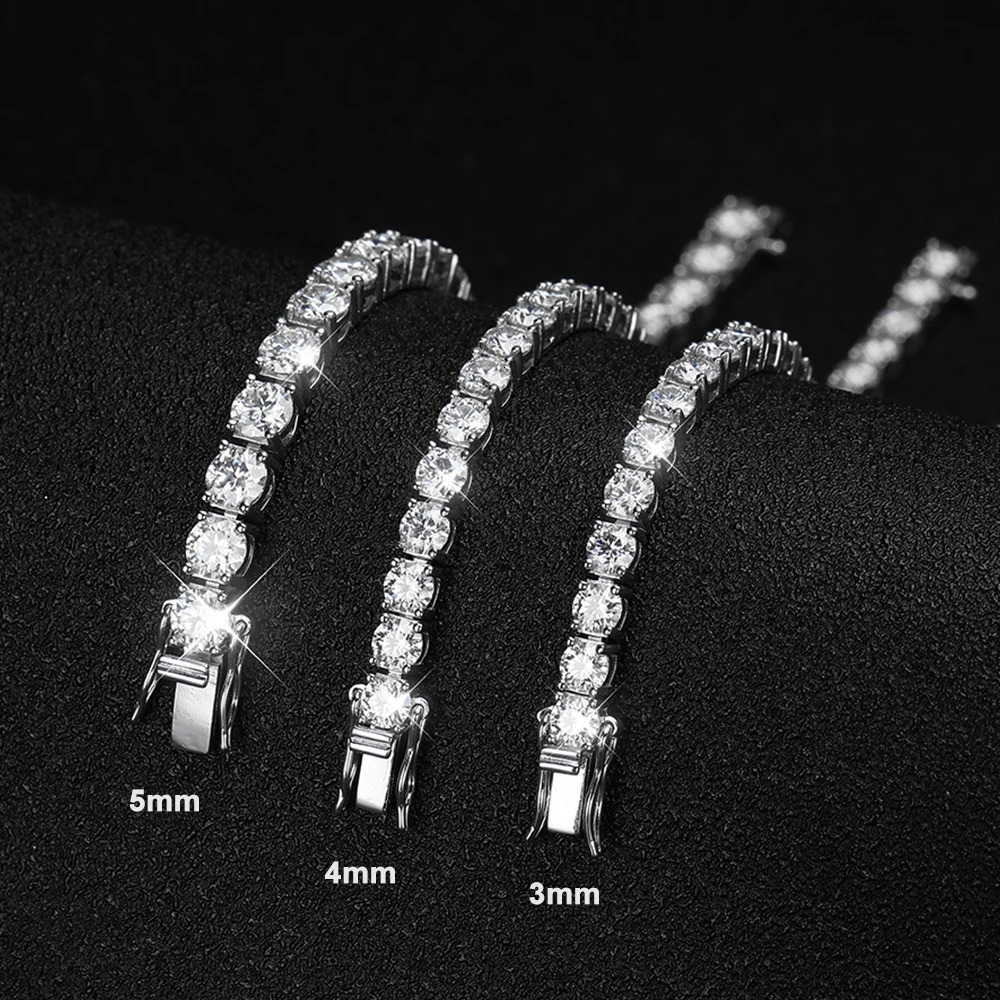 KNOBSPIN D VVS1 Tennis Bracelet Original s925 Sterling Silver Plated 18k White Gold with GRA Bracelets for Women Man 260608 - view 5