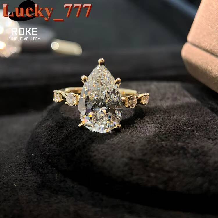 9K-18K Gold Elegant Ladies 403ct Diamond Ring Lab-grown Pear-shaped Diamond Centre Stone Claw-set Design