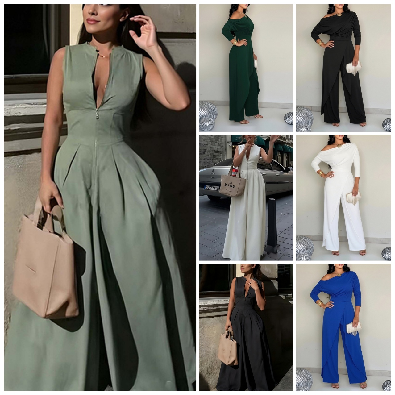 Women's Jumpsuits Solid Color Sleeveless Zip Up Palazzo Jumpsuit Loose High Waist Wide Leg Pockets Elegant Party Office Overalls 2026