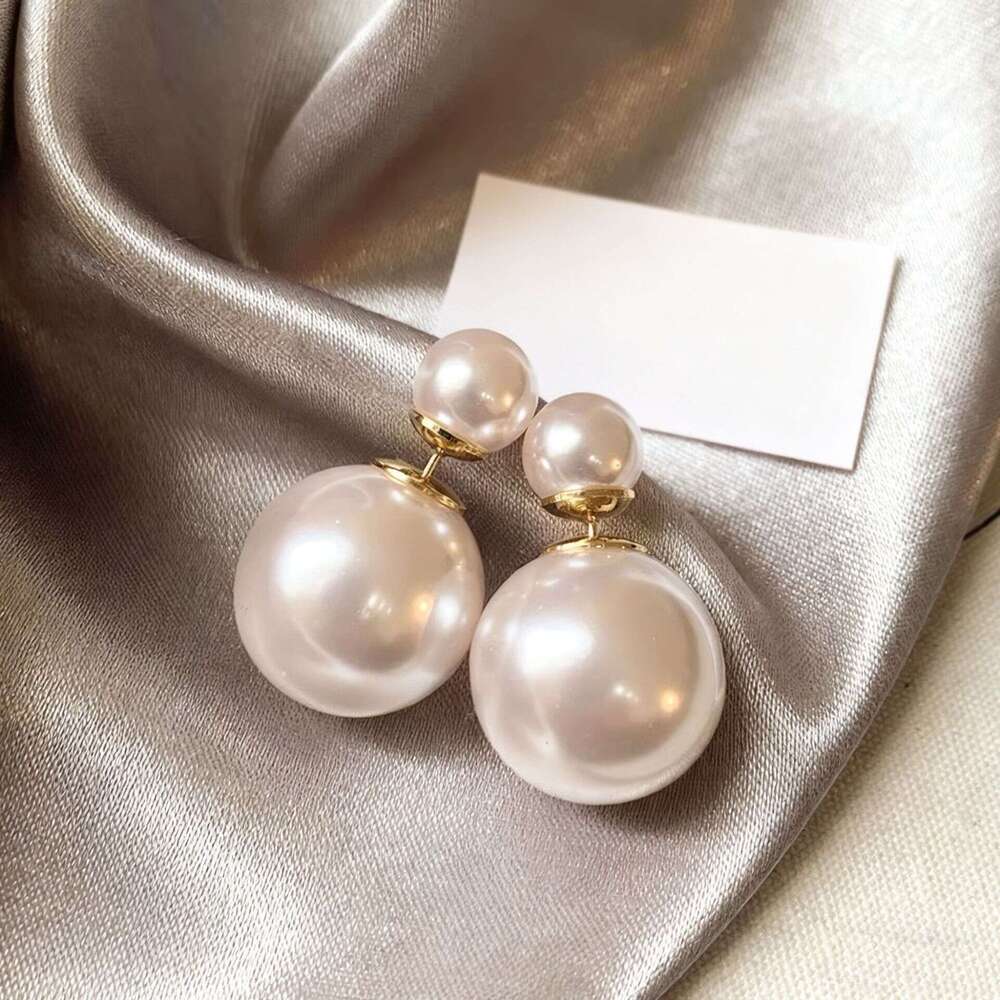 Jewelry earrings Resin Pearl Front-Back Earrings Gold Plated Elegant Studs for Women Daily Wear Jewelry - view 5