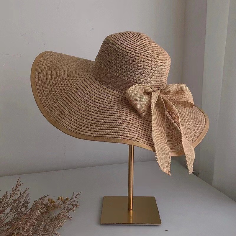 Women's Seaside Bow Beach Hat Oversize Straw Hat Summer Sun Block Big Brim Hat For Sun Protection 260615 - view 8