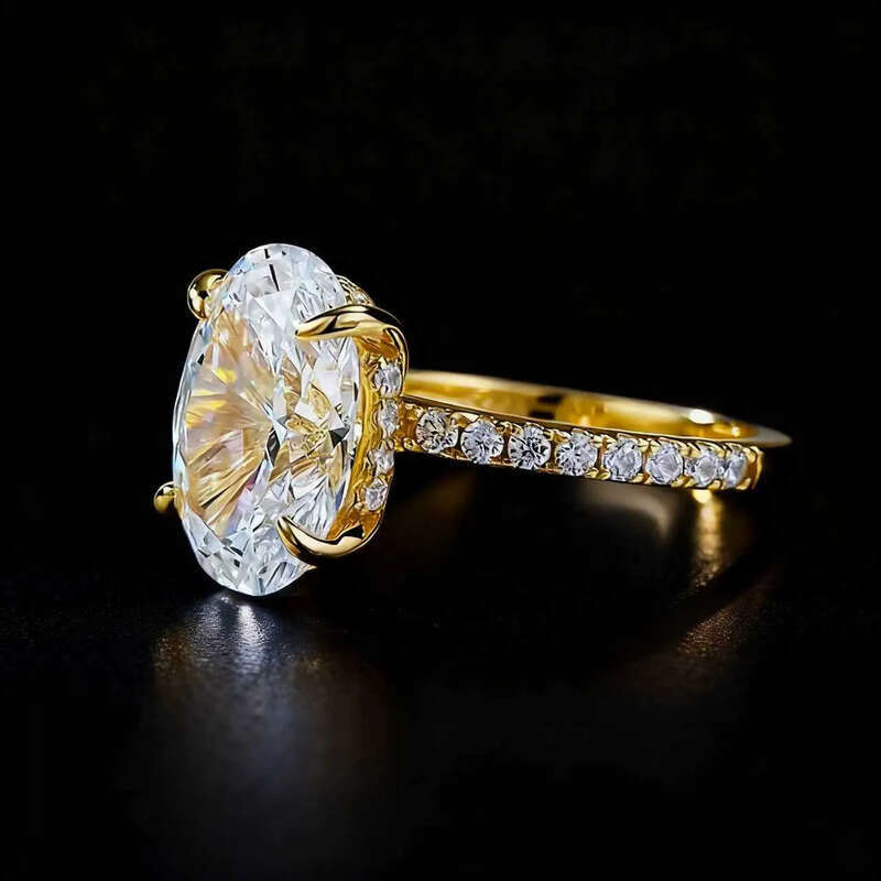 S925 Silver 3Ct Oval Pave Diamond Light Luxury, Fashionable, and Elegant Wedding Moissanite Ring for Women