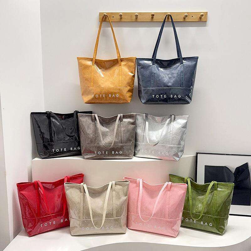 3 2 pcs set Women Summer PVC Transparent Composite Bags Set Shoulder with Purse Waterproof Beach Tote Casual Bag 240730 4
