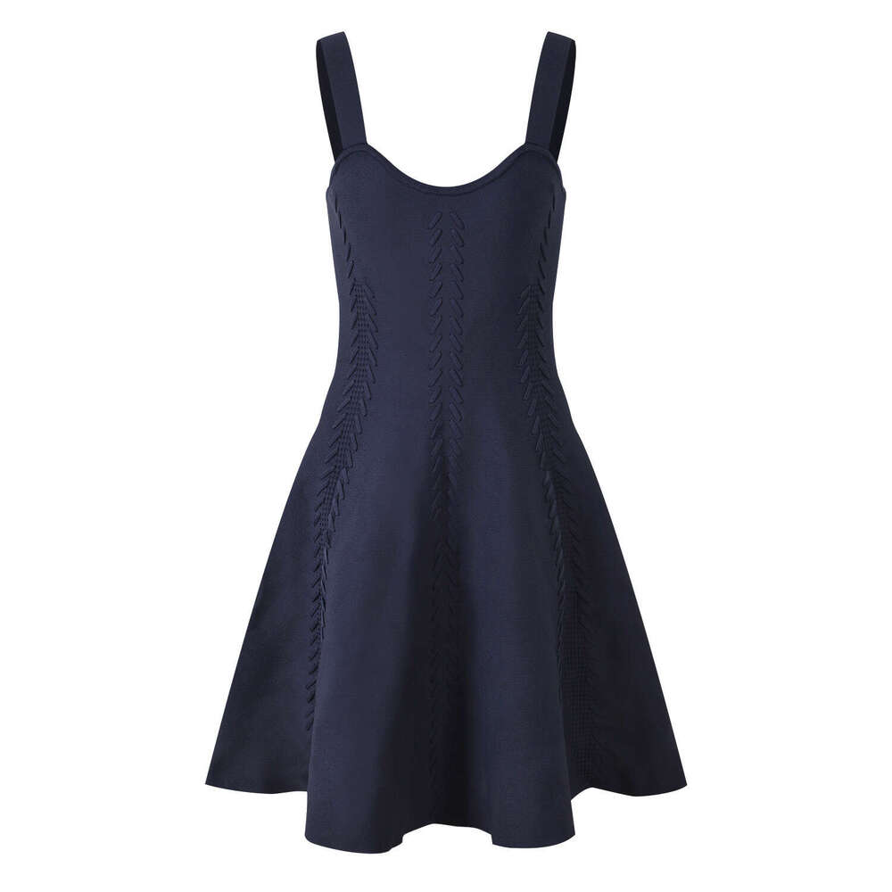Luxury Designer Maje Women Sleeveless Square Neck Knit A Line Mini Dress Slim Waist Flared Hem Elegant Office Wedding Daily Office Lady - view 6