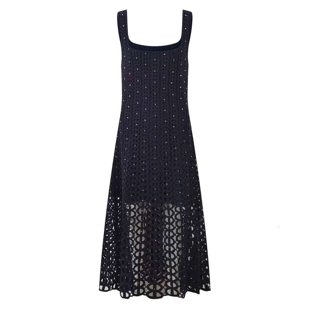 Slim Waist Flared Hem Luxury Designer Maje Women Elegant Office Wedding Cocktail Party Outfits Sleeveless Square Neck Knit A Line Mini Dress Bohemian  - view 6