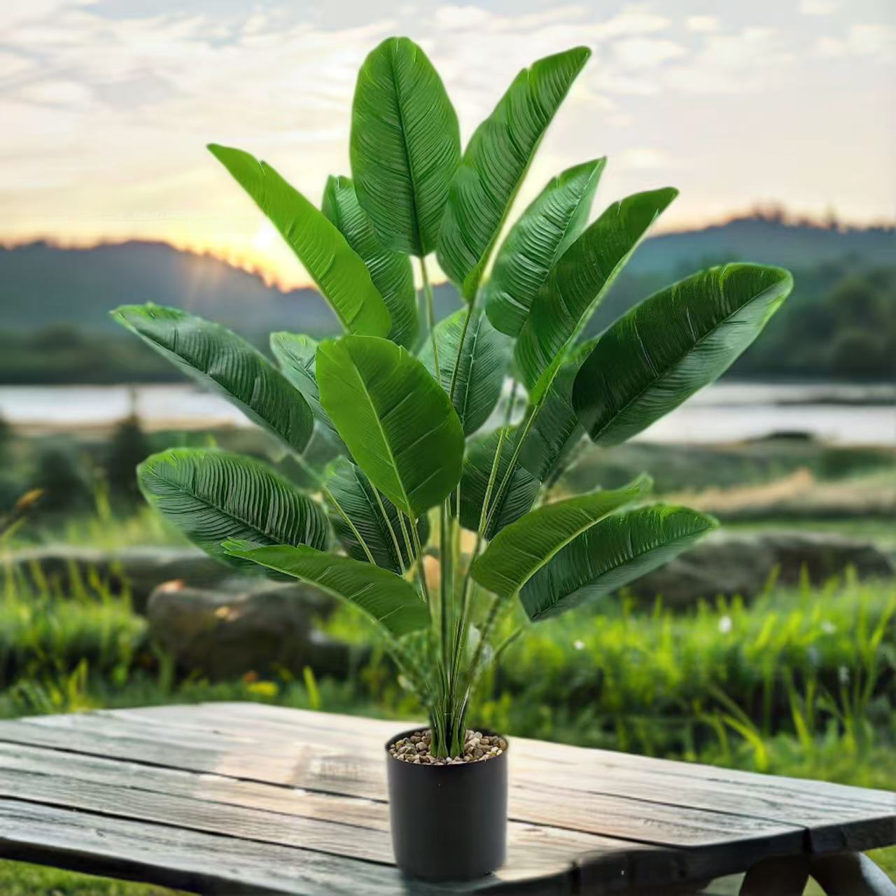Simulated green plants, heavenly birds, simulated flowers, fake trees, biomimetic high-end luxury living room floor decorations, landscape potted plan