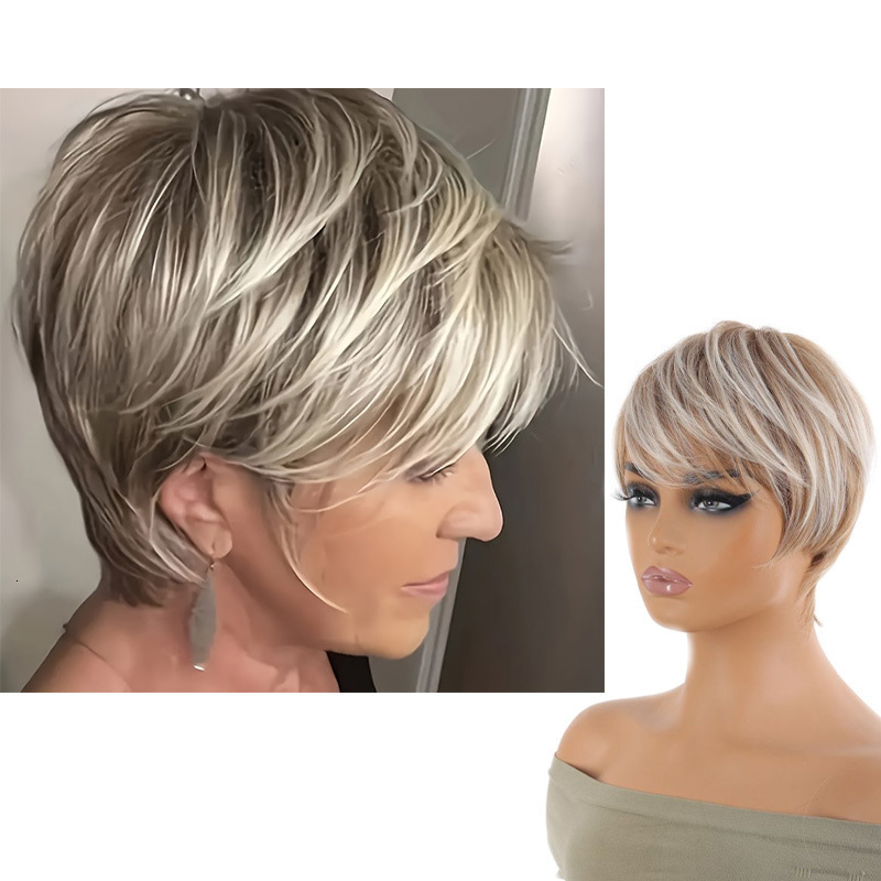 Short Finger Wave Wig Human Hair Wig For Women Brown Short Ocean Wave Wig Pixie Cut Wigs for Woman Natural Color 251106