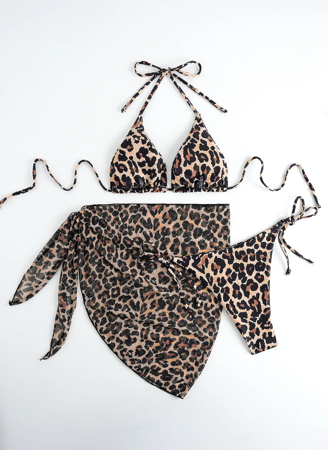 2026 Halter Triangle String Bikinis Leopard Swimsuit Women 3 Pieces Sexy Swimwear Female Bathers Bathing Swimming Swim Suit 260611 - view 3