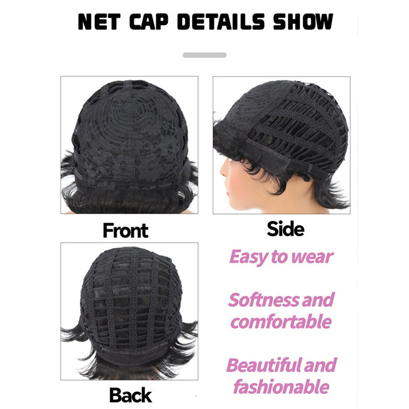 Short Finger Wave Wig Human Hair Wig For Women Brown Short Ocean Wave Wig Pixie Cut Wigs for Woman Natural Color 251106