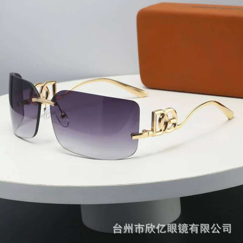 Rimless Square Sunglasses Women Men Gold Metal Temple Uv400 Protection Sun Glasses Trendy Fashion Shades For Street Style - view 6
