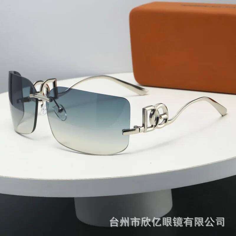 Rimless Square Sunglasses Women Men Gold Metal Temple Uv400 Protection Sun Glasses Trendy Fashion Shades For Street Style - view 7