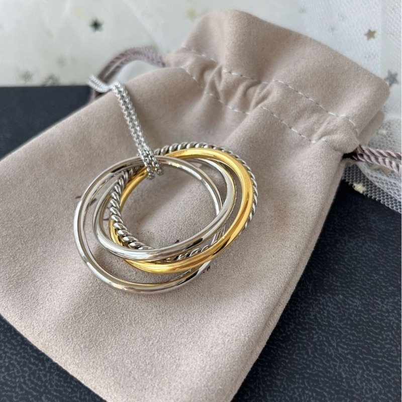 Designer Full-diamond Pendant Necklace Retro Two-tone Necklace High-quality Necklace Jewelry