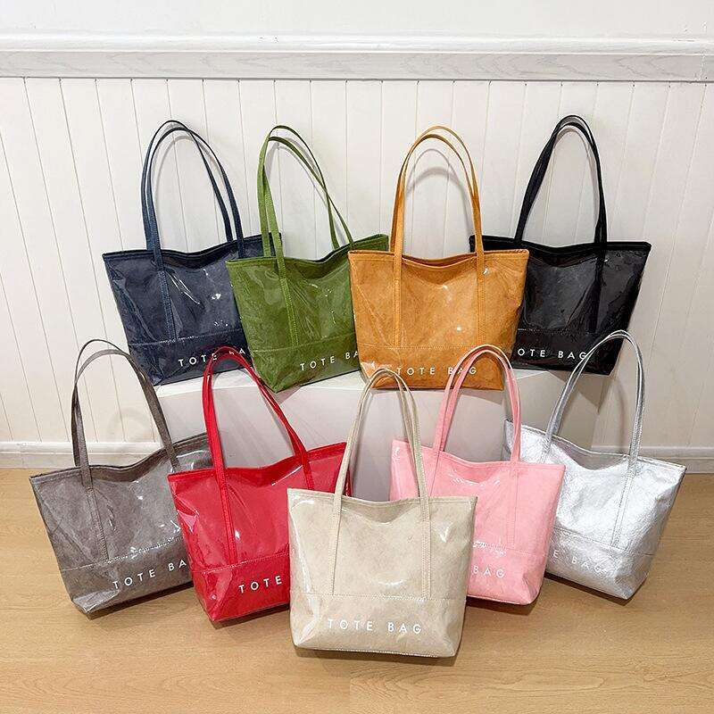 3 2 pcs set Women Summer PVC Transparent Composite Bags Set Shoulder with Purse Waterproof Beach Tote Casual Bag 240730 4