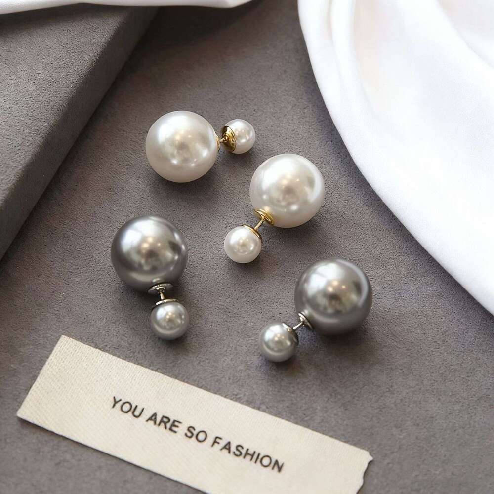 Jewelry earrings Resin Pearl Front-Back Earrings Gold Plated Elegant Studs for Women Daily Wear Jewelry - view 4