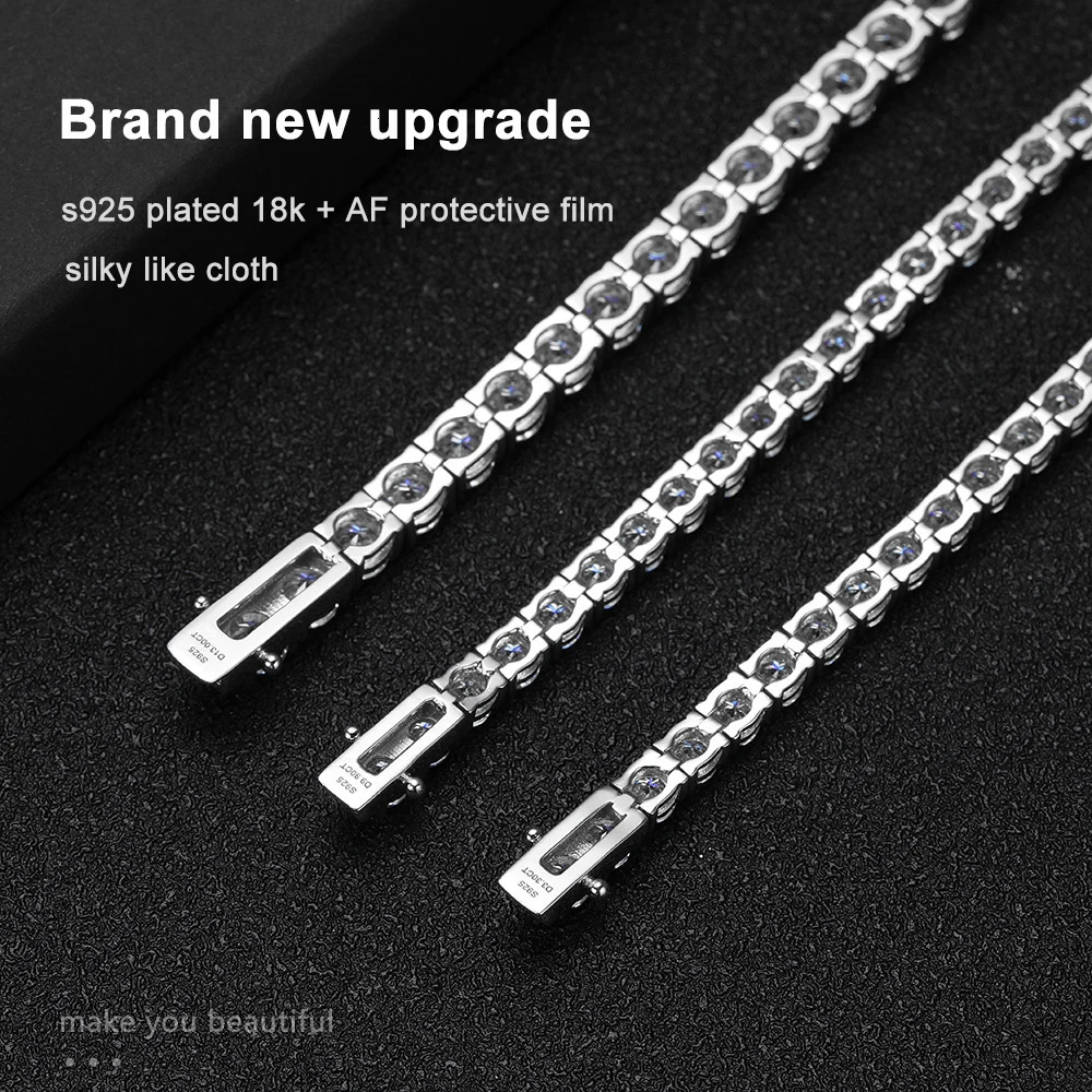 KNOBSPIN D VVS1 Tennis Bracelet Original s925 Sterling Silver Plated 18k White Gold with GRA Bracelets for Women Man 260608 - view 4
