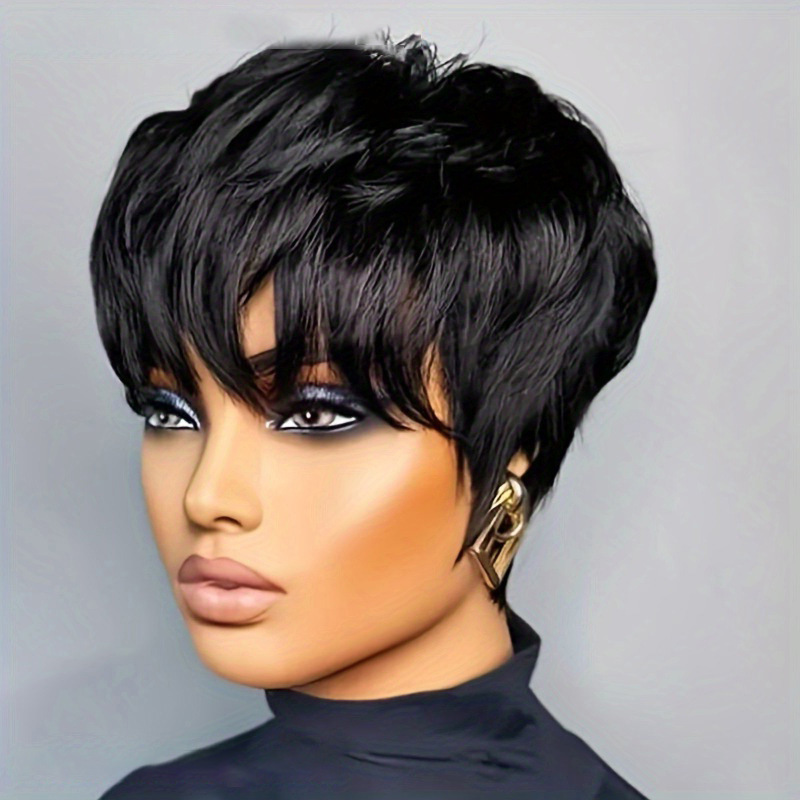Short Finger Wave Wig Human Hair Wig For Women Brown Short Ocean Wave Wig Pixie Cut Wigs for Woman Natural Color 251106
