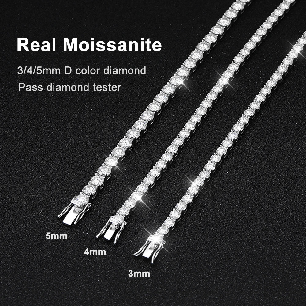 KNOBSPIN D VVS1 Tennis Bracelet Original s925 Sterling Silver Plated 18k White Gold with GRA Bracelets for Women Man 260608 - view 3