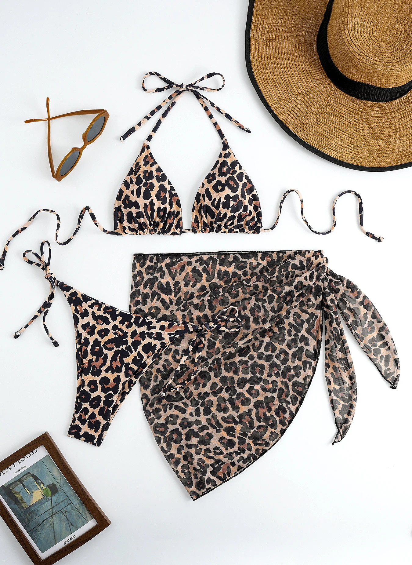 2026 Halter Triangle String Bikinis Leopard Swimsuit Women 3 Pieces Sexy Swimwear Female Bathers Bathing Swimming Swim Suit 260611 - view 1
