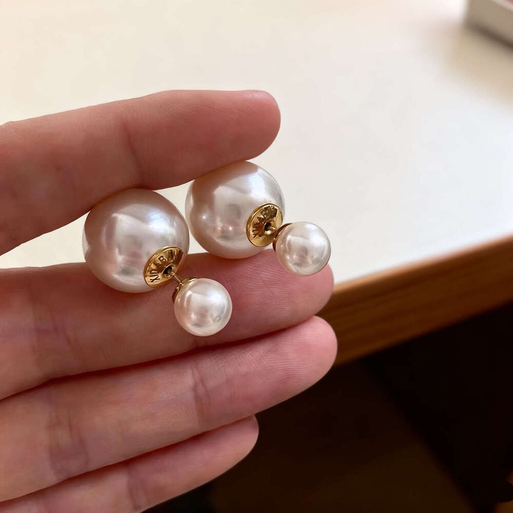 Jewelry earrings Resin Pearl Front-Back Earrings Gold Plated Elegant Studs for Women Daily Wear Jewelry - view 3