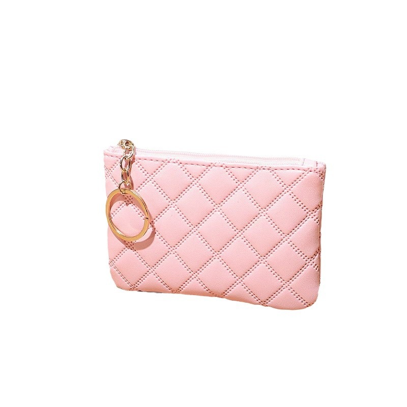 Luxury Wallet 2026 Women Quilted Faux Leather Coin Purse, Mini Zipper Wallet With Gold Key Ring Card Holder - view 6