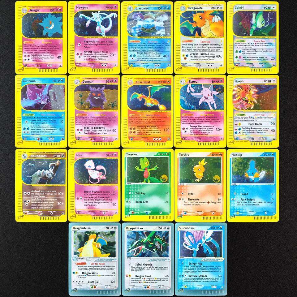 Self Made Proxy PTCG English E Series Mewtwo Charizard Blastoise Gengar Dragonite Mew Celebi Ho-oh Rayquaza Collection Card Toy 26L0615