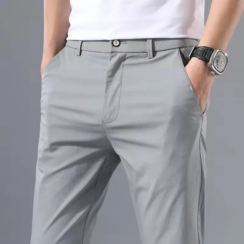 2025 Spring Autumn Thin Slim Men Casual Pants Classic Business Cotton Stretch Golf Trousers Korean Fashion Male Clothing Pants 260615