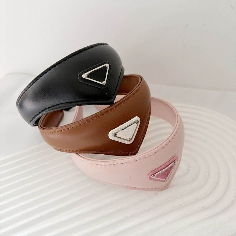Fashion Hairband Triangular Wide-edge Hairband Leather High-crown Headpiece Premium Hairpin Hair Accessory