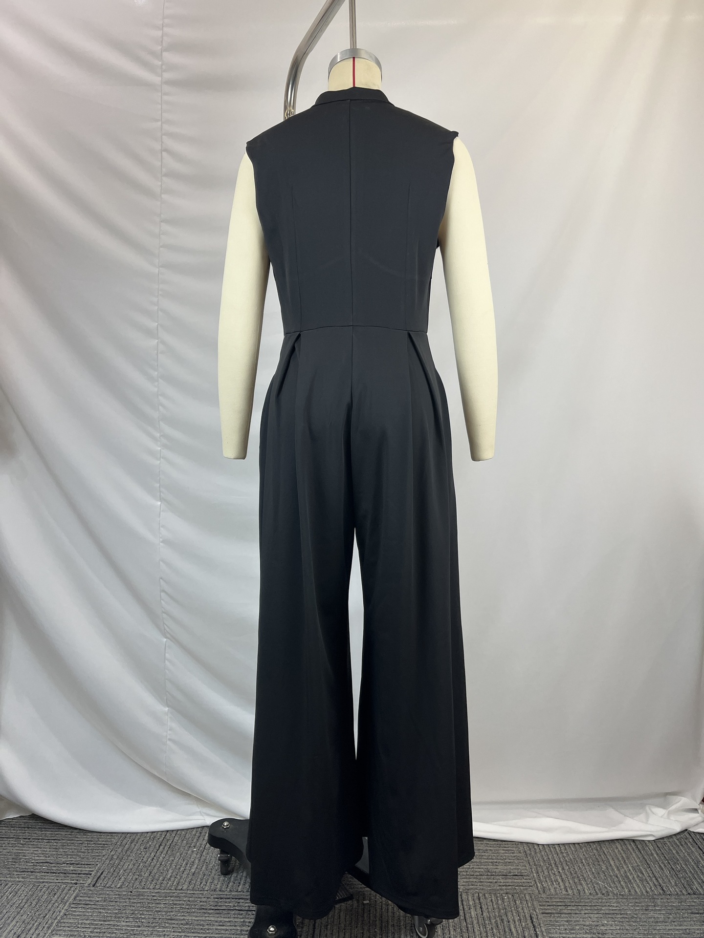 Women's Jumpsuits Solid Color Sleeveless Zip Up Palazzo Jumpsuit Loose High Waist Wide Leg Pockets Elegant Party Office Overalls 2026