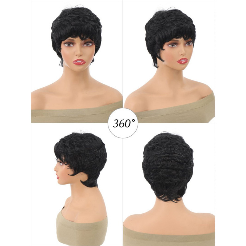 Short Finger Wave Wig Human Hair Wig For Women Brown Short Ocean Wave Wig Pixie Cut Wigs for Woman Natural Color 251106