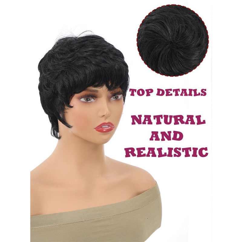 Short Finger Wave Wig Human Hair Wig For Women Brown Short Ocean Wave Wig Pixie Cut Wigs for Woman Natural Color 251106