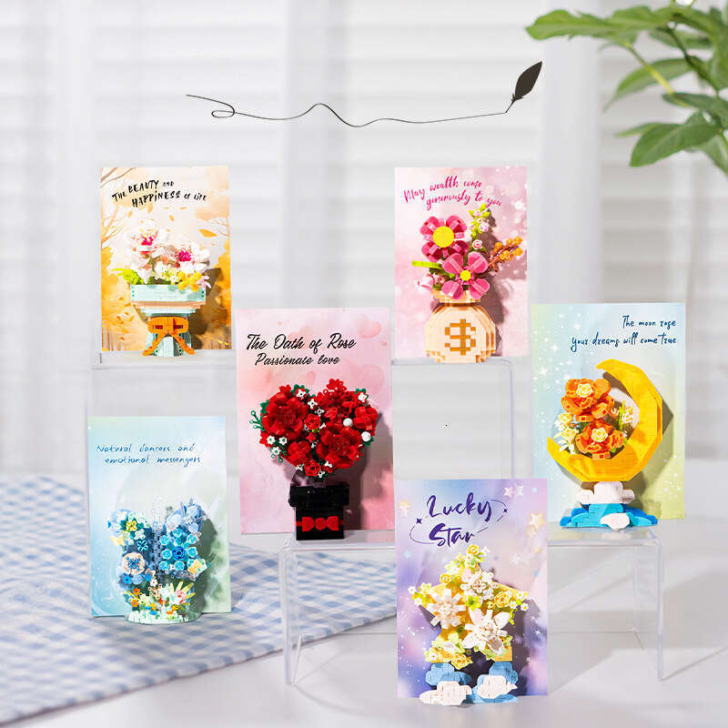 Flower Building Blocks Set, DIY Potted Plant Bouquet Kit for Home Decor - view 3