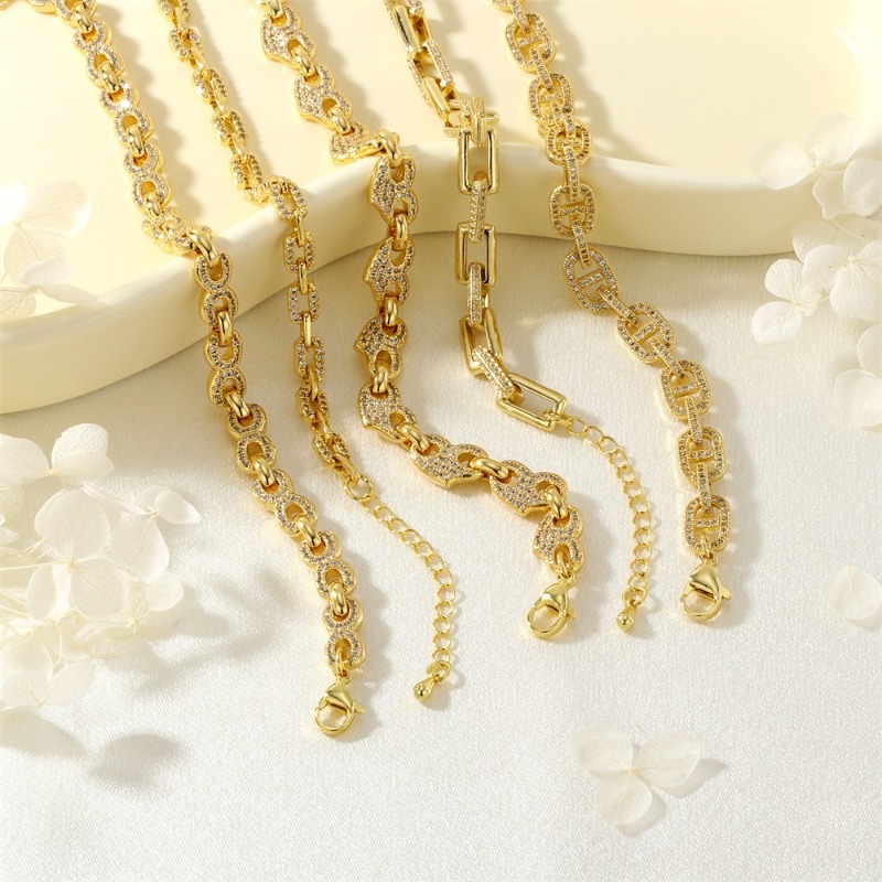 Luxury Minimalist Cuban Bracelet Retro Diamond-set Jewelry Bracelet Adjustable Cuban Bracelet