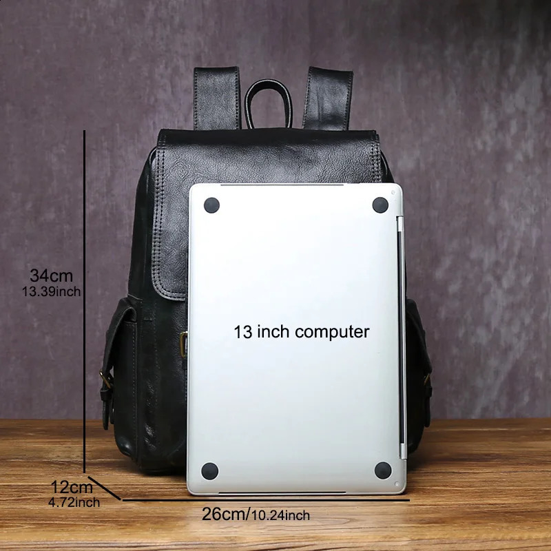 Handmade And Fashionable Genuine Leather Mens Backpack Simple Toplayer Cowhide Computer Bagwith Zipper Buckle Schoolbag y260615 - view 7
