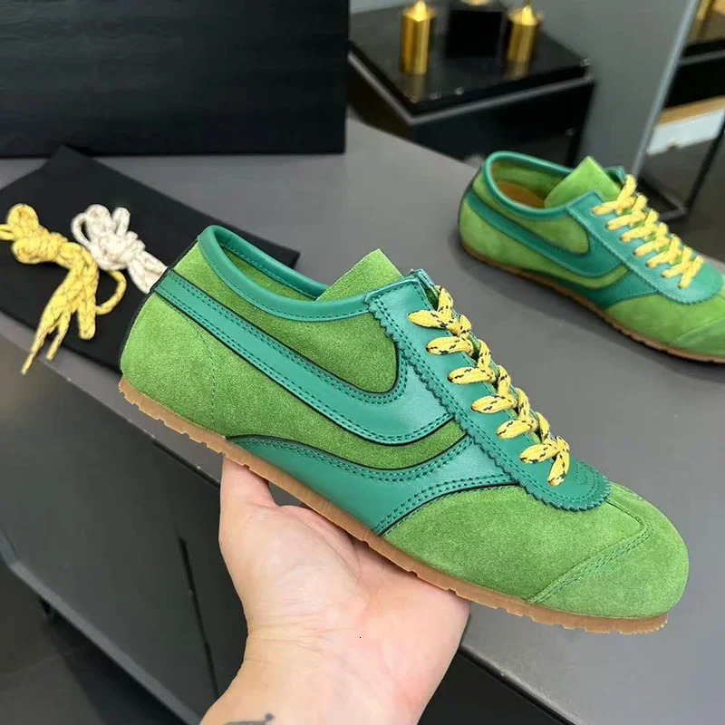 2026 Unisex Genuine Leather German Trainer Shoes Womens Four-Season Fashion Retro Color Block Running Shoes Style Wome 260615