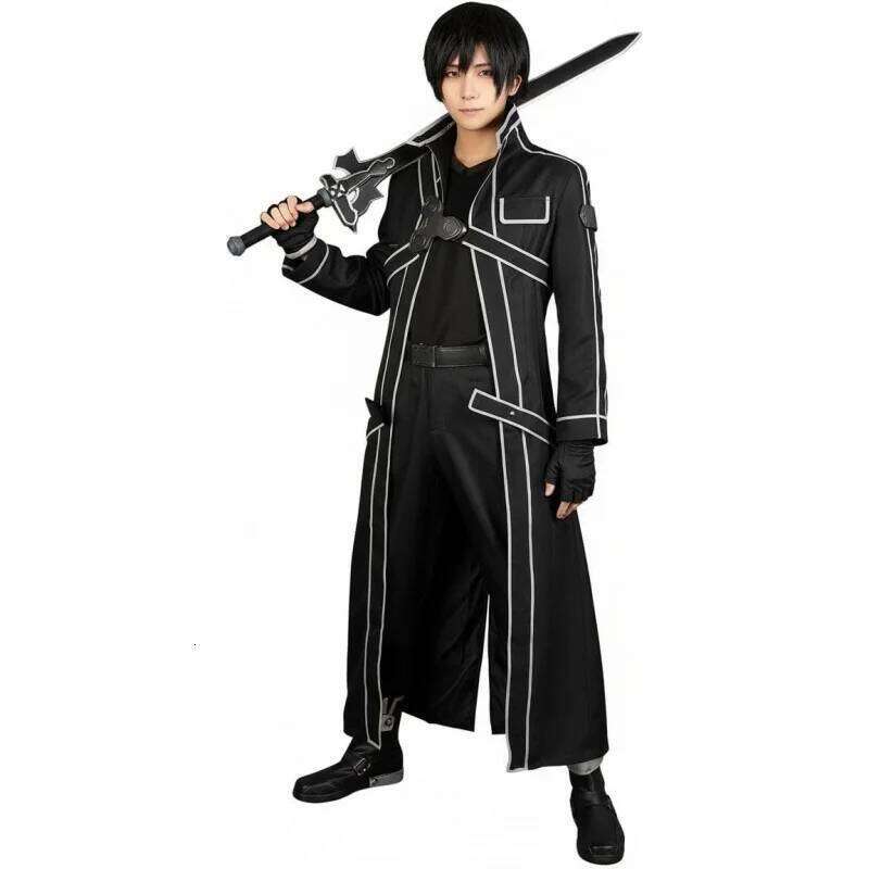 Cosfun Men's Anime Cosplay Costume Full Outfit Black Leather Uniform Mp003071-image