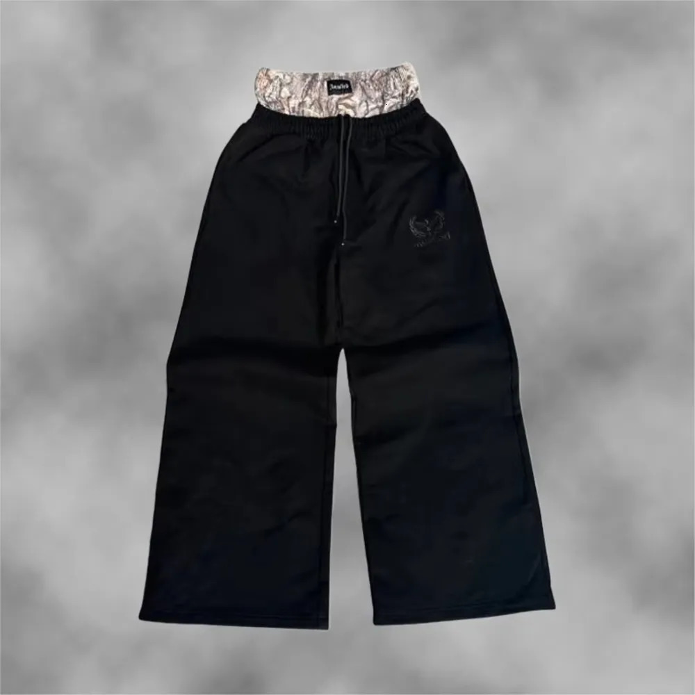 Mens Y2K Retro Sports Pants Double Cuffs Embroidered Camouflage Pattern Unisex Loose Pants Wide Leg Pant Fashion Hip Hop Street 260715 - view 6