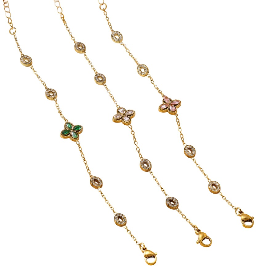 European and American ins trend light luxury high-end four-leaf clover zircon bracelet for women, stainless steel full diamond jewelry, cross-border s - view 6