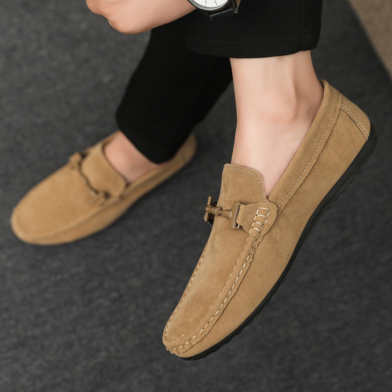 Men Black Suede Loafers Metal Horsebit Slip On Driving Shoes Soft Comfort Non Slip Flat Moccasins for Office Daily Walking - view 4