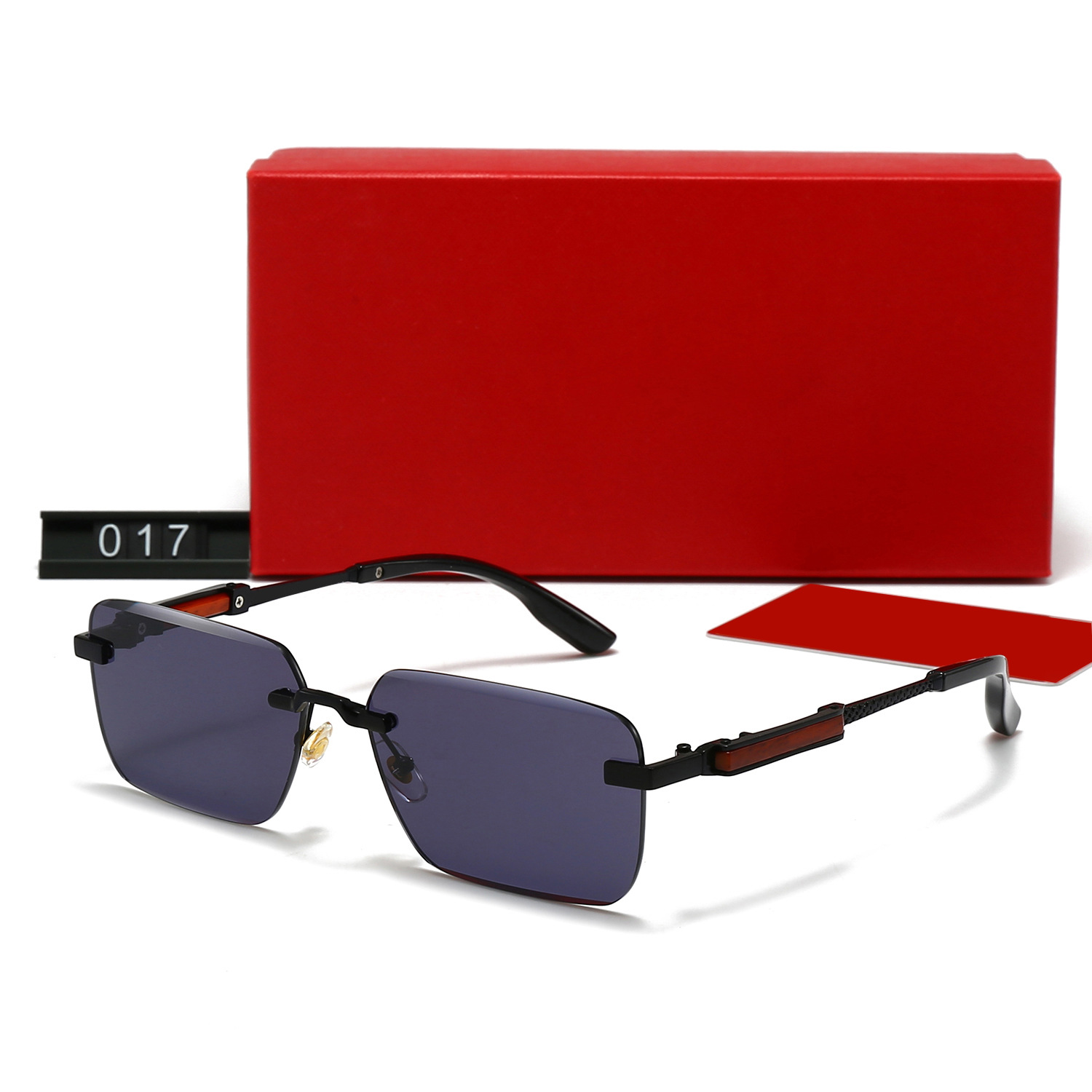 Vintage Rimless Sunglasses for Men Women Polarized UV400 Protection Luxury Metal Frame Rectangle Sun Glasses for Party Driving Fishing