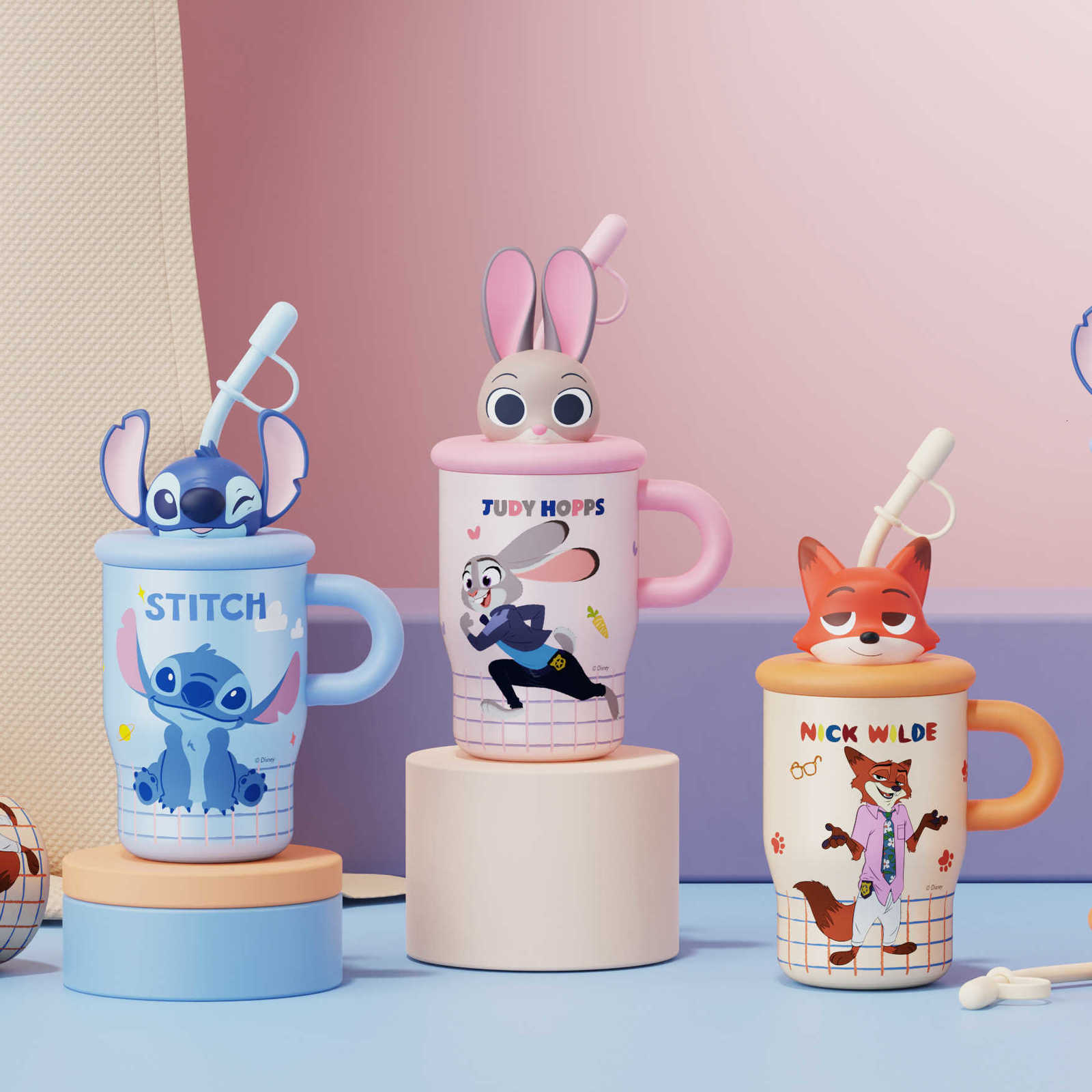 Zootopia Mini Ice Cup for Girls Cute and Stylish Straw Cup Portable Car-Mounted Judy Thermos Cup L260616