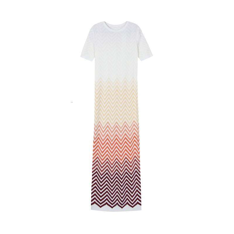 For Beach Resort Luxury Designer Hollow Chevron Knit Maxi Matching Top Women Elegant Sling Bodycon Long Dress Missonii Bikini dress
