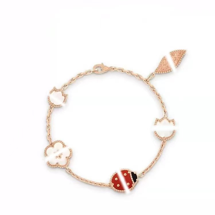 Senior Designer VC Brand Four Leaf Clover Seven Star Ladybug Five Flower Fritillaria Bracelet for Women's Fashion Luxury Accessories Comes with Original Cloth Bag