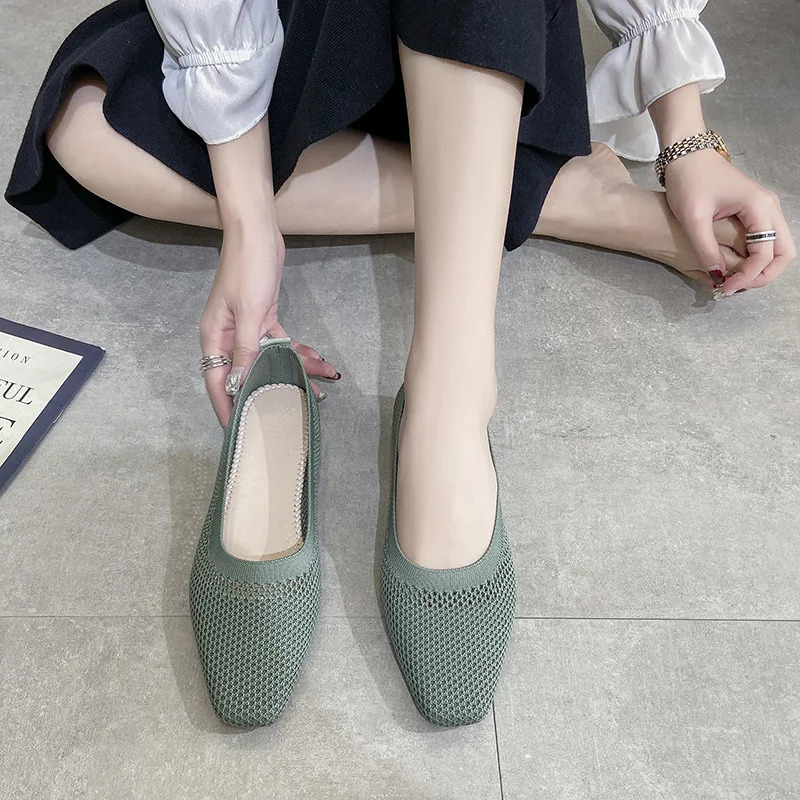 Breathable Mesh Fashion Flats For Women Spring Summer Flat Shoes Square Toe Slipon Loafers Soft Sole Girls Daily Walking 260626 - view 4