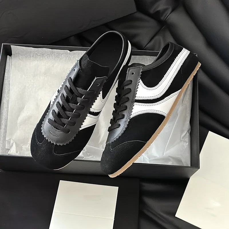 2026 Unisex Genuine Leather German Trainer Shoes Womens Four-Season Fashion Retro Color Block Running Shoes Style Wome 260615 - view 7