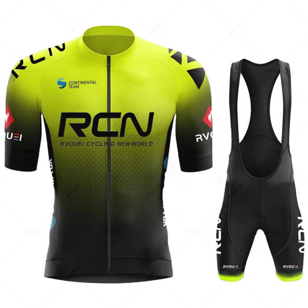 Fluorescent Green Cycling Sets Rvouei Mountain Bike Uniform Summer Mans Cycling Jersey Set Road Bicycle Jerseys MTB Bicycle Wear M260616