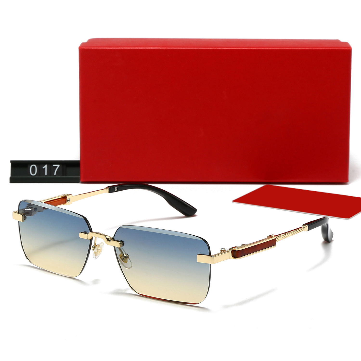 Designer Sunglasses Rimless Rectangle Sunglasses for Men Women UV400 Protection Vintage Luxury Metal Frame Sun Glasses for Outdoor Driving Travel Daily Wear