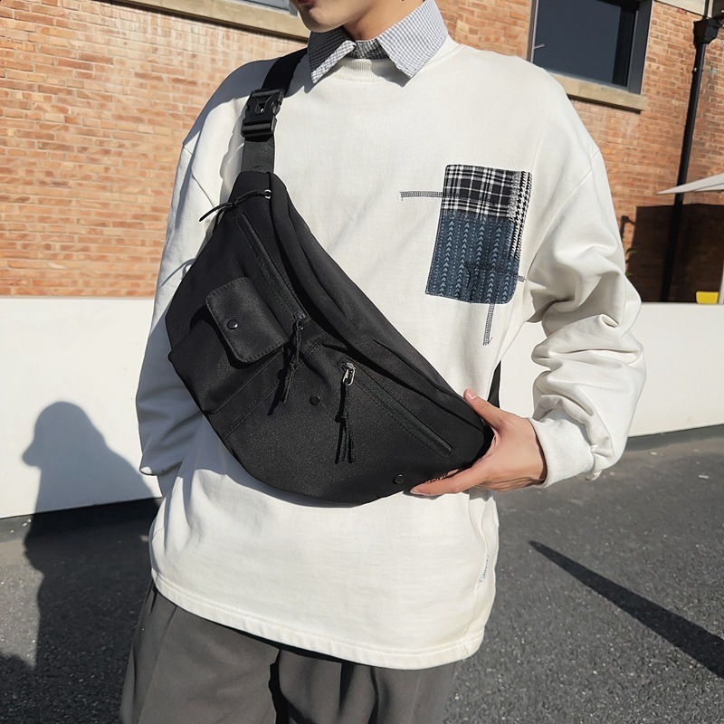 Casual Nylon Crossbody Bag Outdoors Large Capacity Chest Bag Street Trend Students Shoulder Bag Unisex Waist Bags Purse 240816